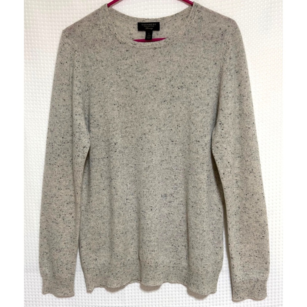 Charter Club Women's size Large Cashmere Sweater Beige Speckled Luxury g